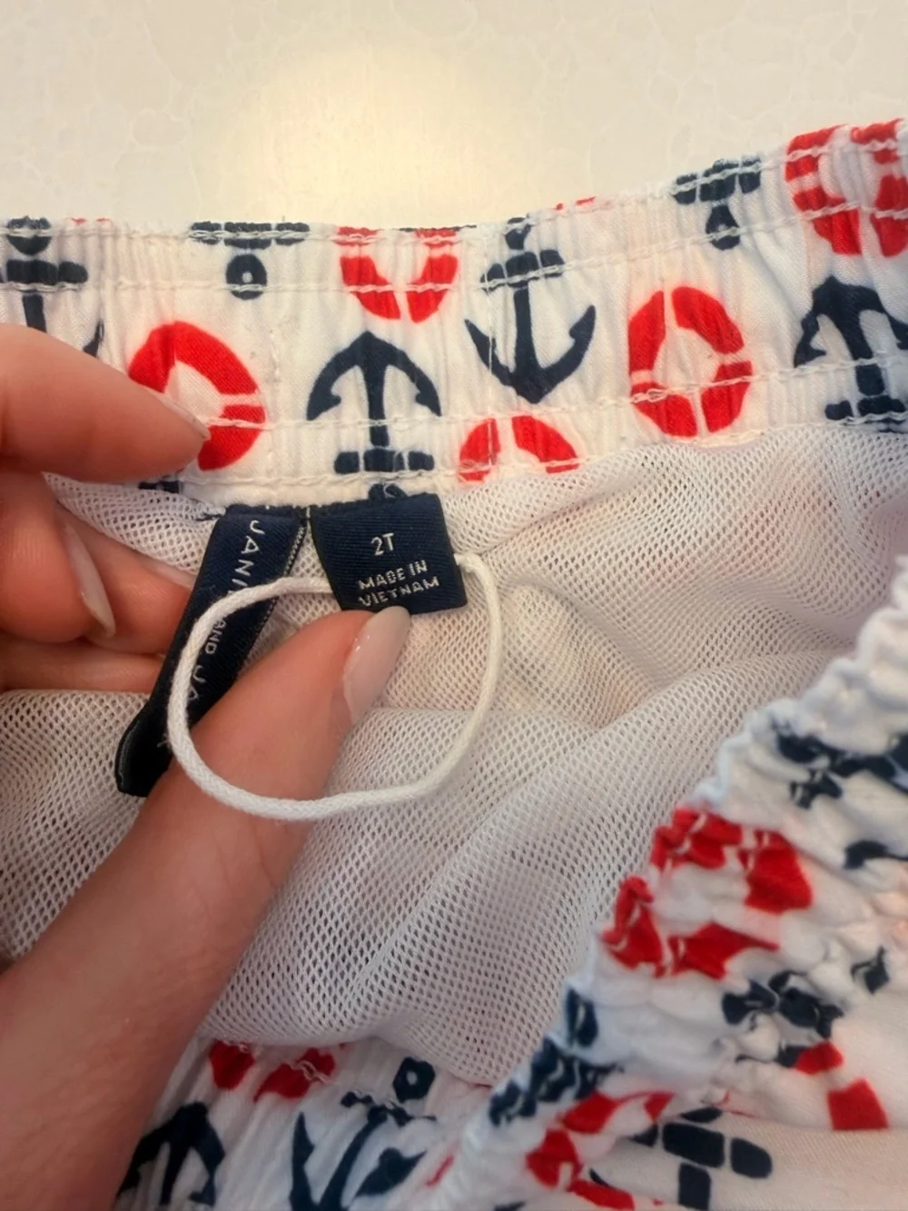 Janie & Jack nautical & Lifesaver Print Swim Trunks - White, Navy & Red! 2T